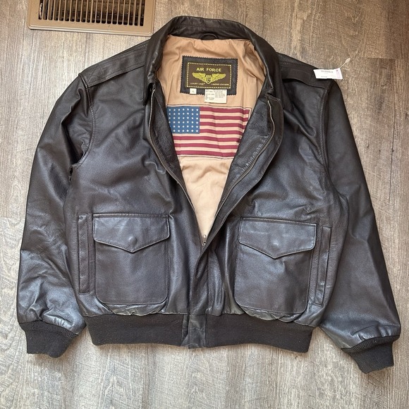 NEW Air Force Landing Leather A2 Bomber Jacket Men Vintage Military USA Size XL